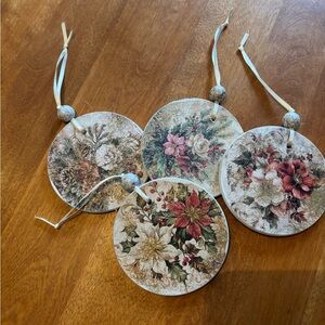 Floral Holiday Ornaments Set